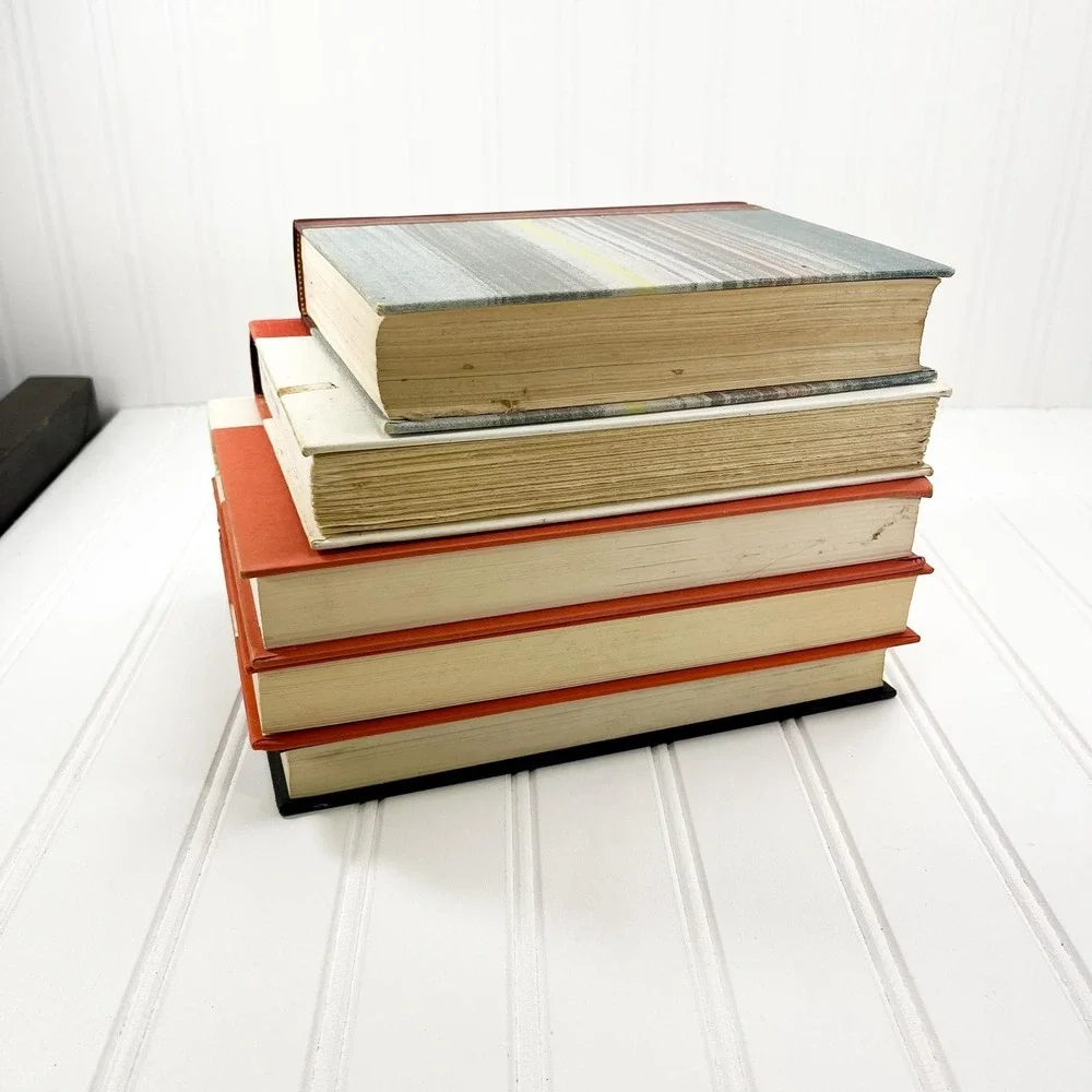 Vintage Black and Orange Decorative Book Stack‎ - Retro Display Books